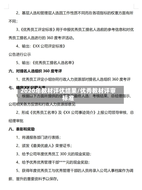 2020年教材评优结果/优秀教材评审标准