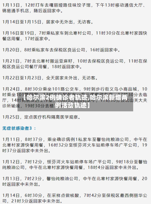 【哈尔滨2例确诊者轨迹,哈尔滨新增两例活动轨迹】