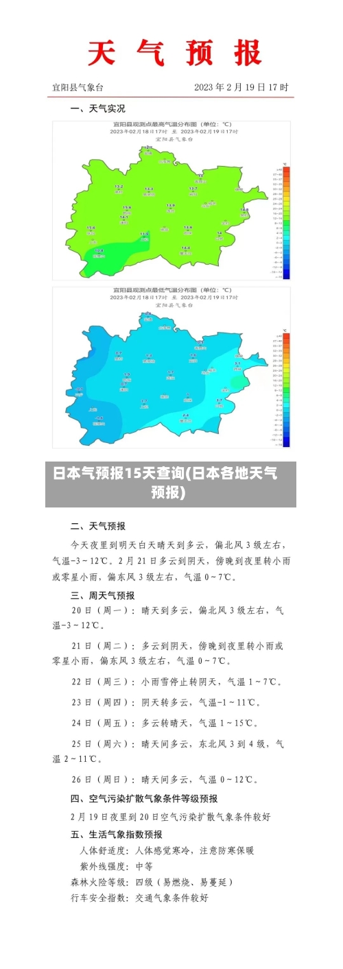 日本气预报15天查询(日本各地天气预报)