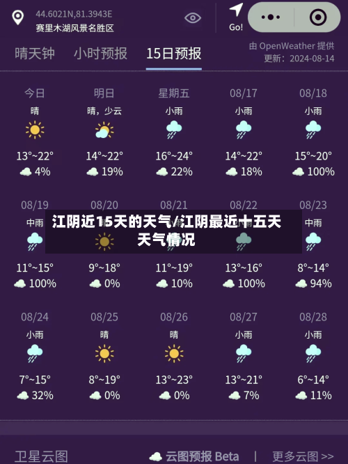 江阴近15天的天气/江阴最近十五天天气情况