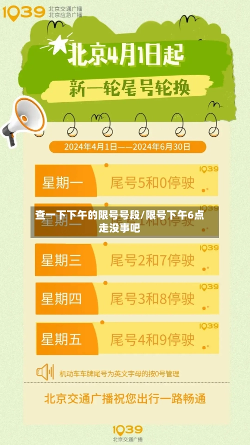 查一下下午的限号号段/限号下午6点走没事吧