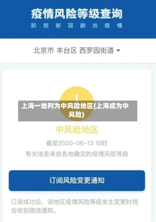 上海一地列为中风险地区(上海成为中风险)