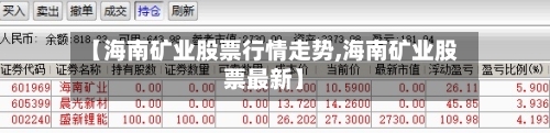 【海南矿业股票行情走势,海南矿业股票最新】