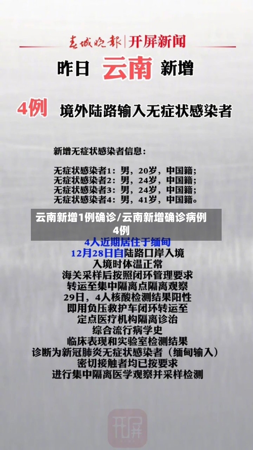 云南新增1例确诊/云南新增确诊病例4例