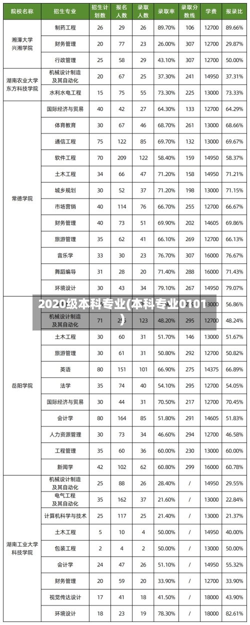 2020级本科专业(本科专业0101)