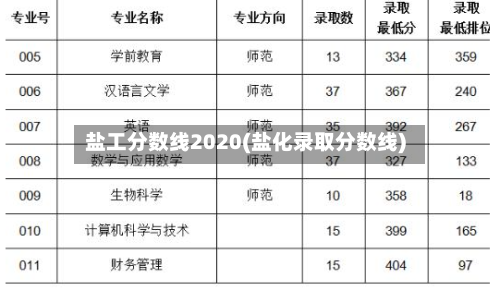 盐工分数线2020(盐化录取分数线)