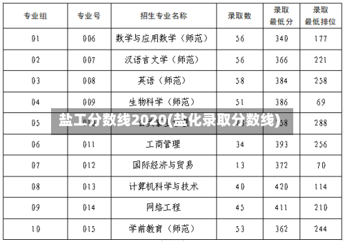 盐工分数线2020(盐化录取分数线)