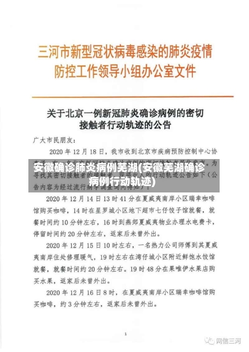 安徽确诊肺炎病例芜湖(安徽芜湖确诊病例行动轨迹)