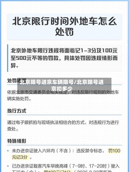 北京限号进京车辆限号/北京限号进京扣多少