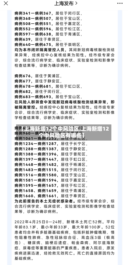 【上海新增12个中风险区,上海新增12个中风险区有哪些】