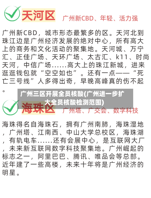 广州三区开展全员核酸(广州进一步扩大全员核酸检测范围)