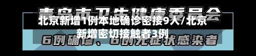 北京新增1例本地确诊密接9人/北京新增密切接触者3例