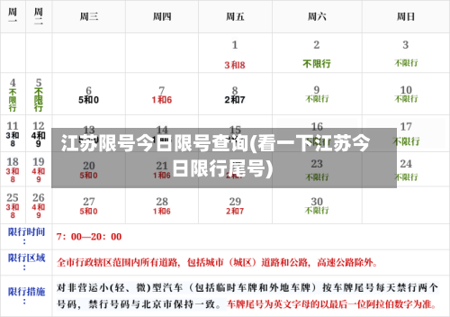 江苏限号今日限号查询(看一下江苏今日限行尾号)