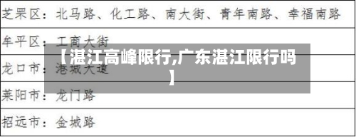 【湛江高峰限行,广东湛江限行吗】