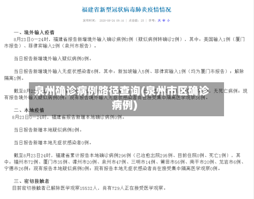 泉州确诊病例路径查询(泉州市区确诊病例)