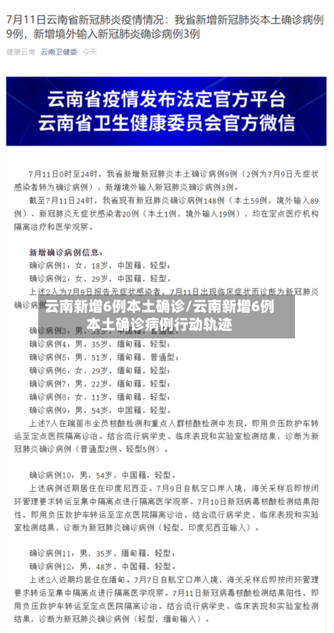 云南新增6例本土确诊/云南新增6例本土确诊病例行动轨迹