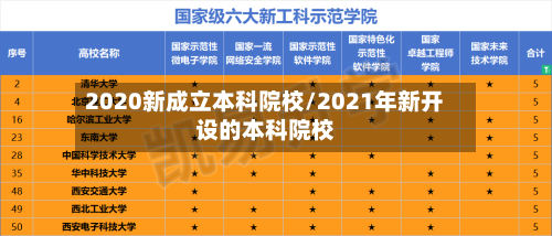 2020新成立本科院校/2021年新开设的本科院校