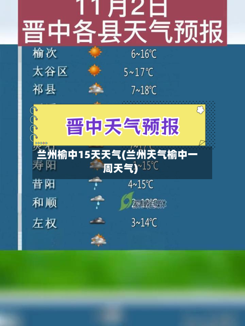 兰州榆中15天天气(兰州天气榆中一周天气)