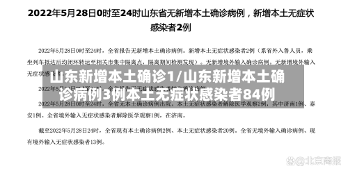 山东新增本土确诊1/山东新增本土确诊病例3例本土无症状感染者84例
