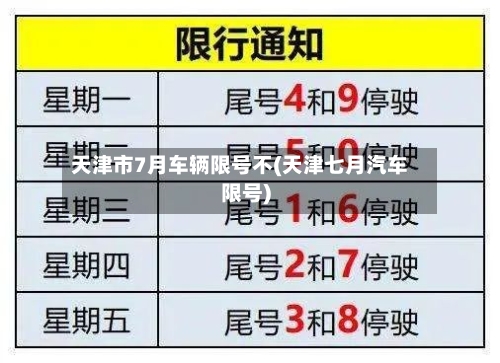 天津市7月车辆限号不(天津七月汽车限号)
