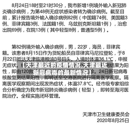 【天津最近的疫情情况,天津最近新冠病毒的最新情况】