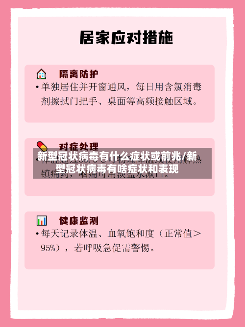 新型冠状病毒有什么症状或前兆/新型冠状病毒有啥症状和表现