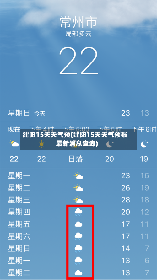 建阳15天天气预(建阳15天天气预报最新消息查询)