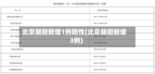 北京朝阳新增1例阳性(北京朝阳新增3例)