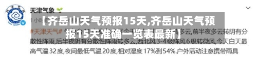 【齐岳山天气预报15天,齐岳山天气预报15天准确一览表最新】