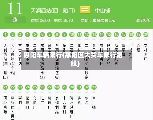 惠阳车辆限行(惠阳区大货车限行路段)