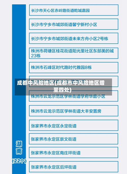 成都中风险地区(成都市中风险地区增至四处)