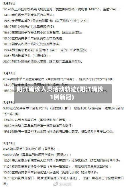 阳江确诊人员活动轨迹(阳江确诊1例新冠)