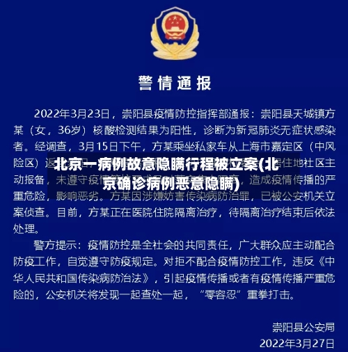 北京一病例故意隐瞒行程被立案(北京确诊病例恶意隐瞒)
