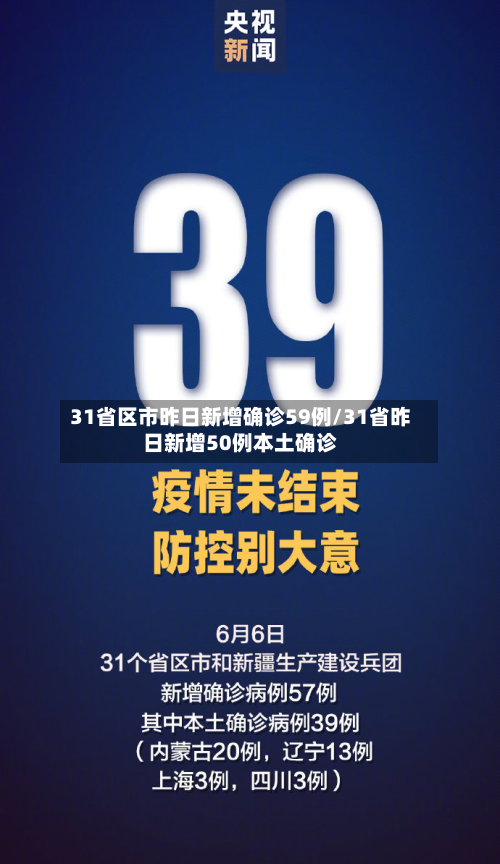 31省区市昨日新增确诊59例/31省昨日新增50例本土确诊