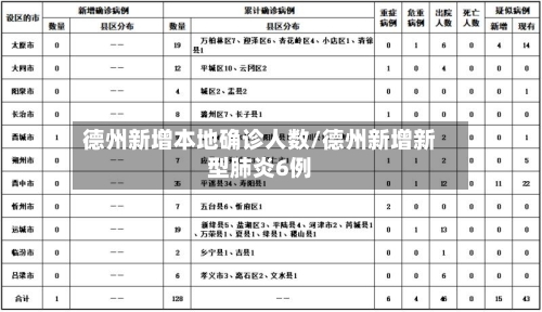 德州新增本地确诊人数/德州新增新型肺炎6例