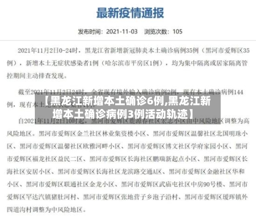 【黑龙江新增本土确诊6例,黑龙江新增本土确诊病例3例活动轨迹】