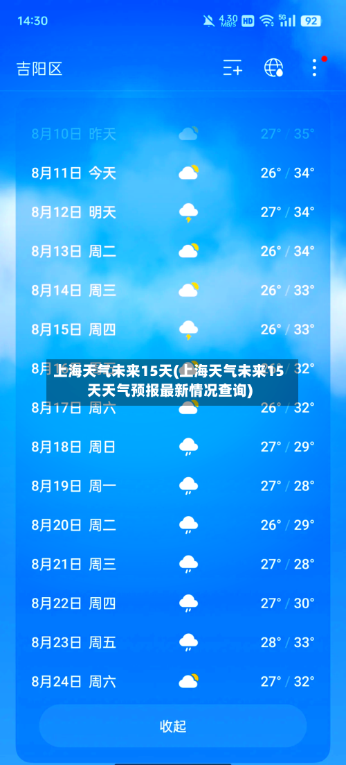 上海天气未来15天(上海天气未来15天天气预报最新情况查询)