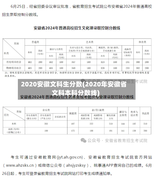 2020安徽文科生分数(2020年安徽省文科本科分数线)