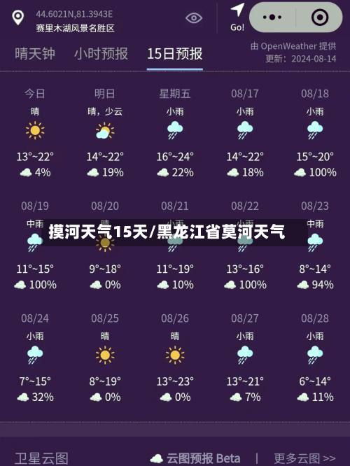摸河天气15天/黑龙江省莫河天气