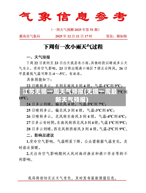 江苏无锡一周天气预报(无锡一周最新天气预报)