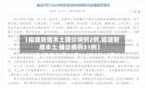 【福建新增本土确诊病例2例,福建新增本土 确诊病例31例】