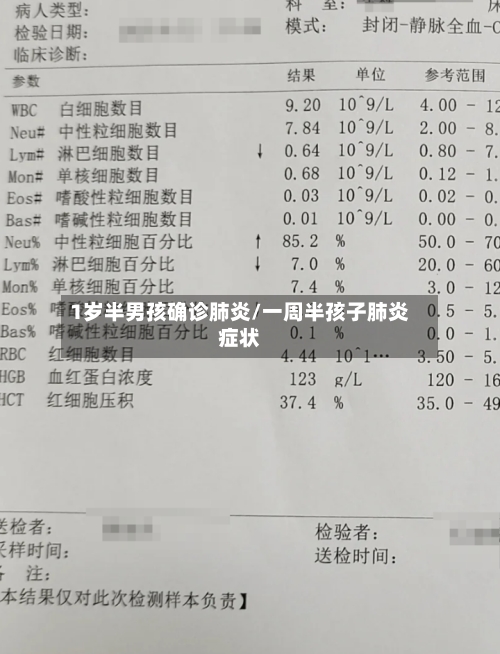 1岁半男孩确诊肺炎/一周半孩子肺炎症状