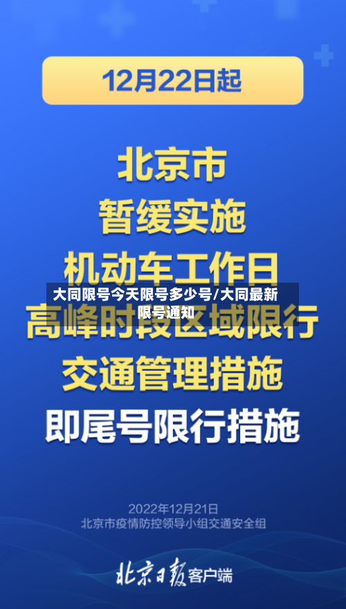 大同限号今天限号多少号/大同最新限号通知
