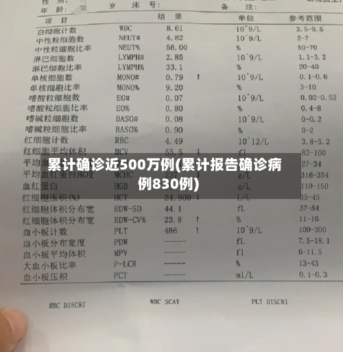 累计确诊近500万例(累计报告确诊病例830例)