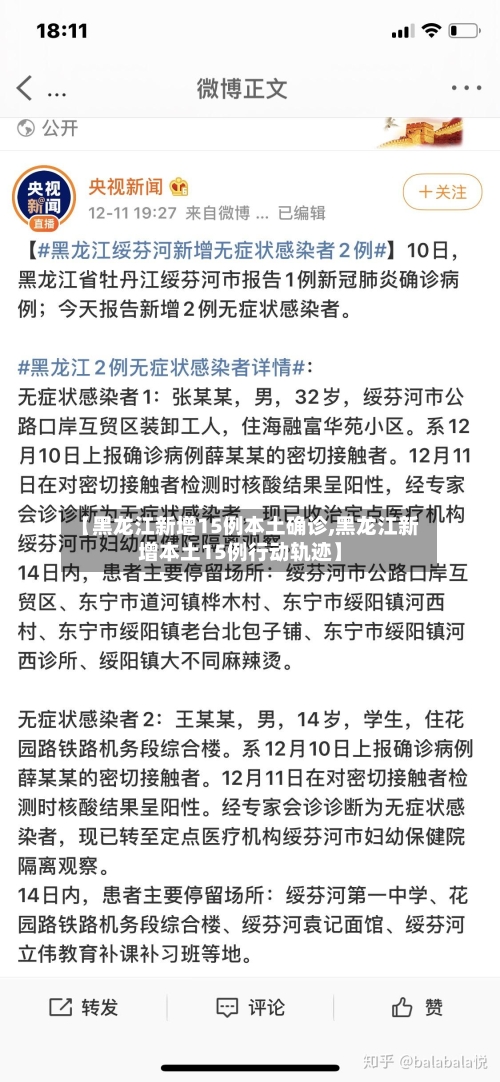 【黑龙江新增15例本土确诊,黑龙江新增本土15例行动轨迹】