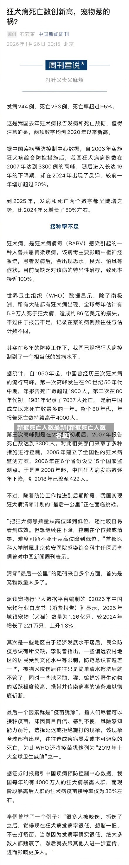 新冠死亡人数最新(新冠死亡人数名单)