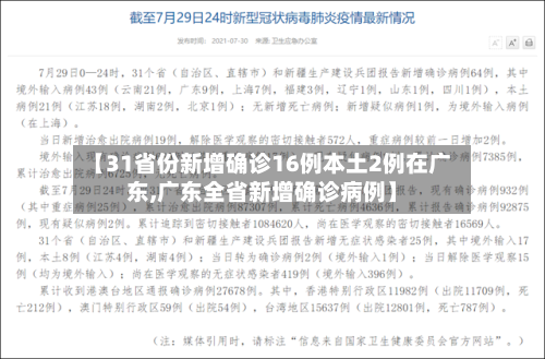 【31省份新增确诊16例本土2例在广东,广东全省新增确诊病例】