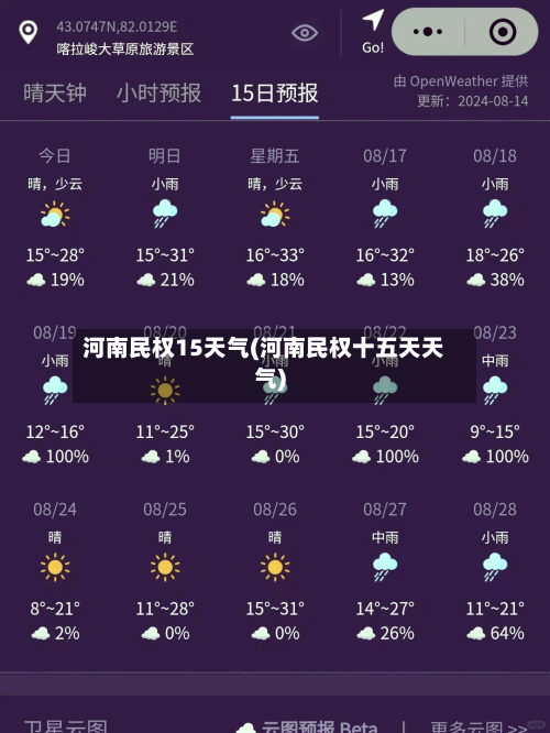 河南民权15天气(河南民权十五天天气)