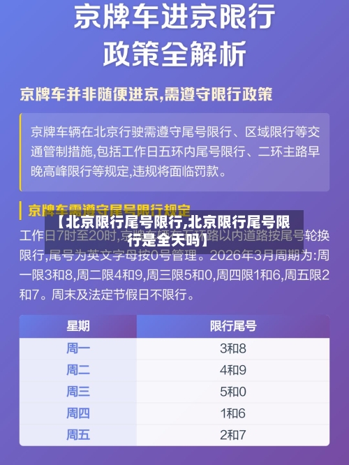 【北京限行尾号限行,北京限行尾号限行是全天吗】