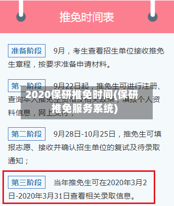 2020保研推免时间(保研推免服务系统)